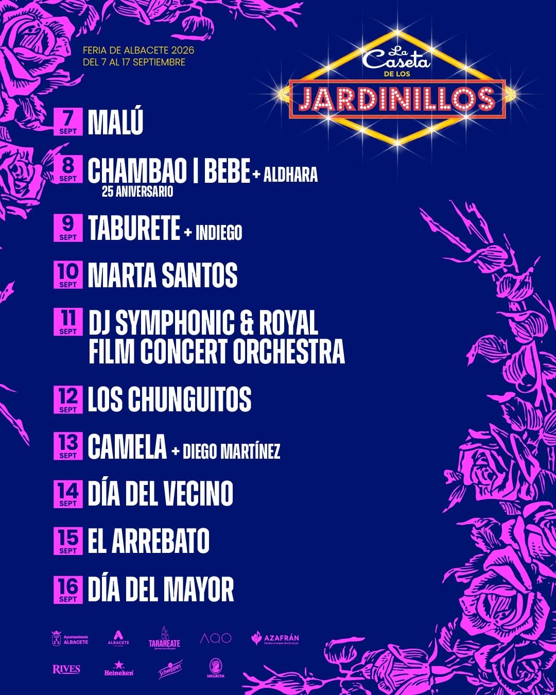 Conciertos Feria Caseta de los Jardinillos Albacete 2026